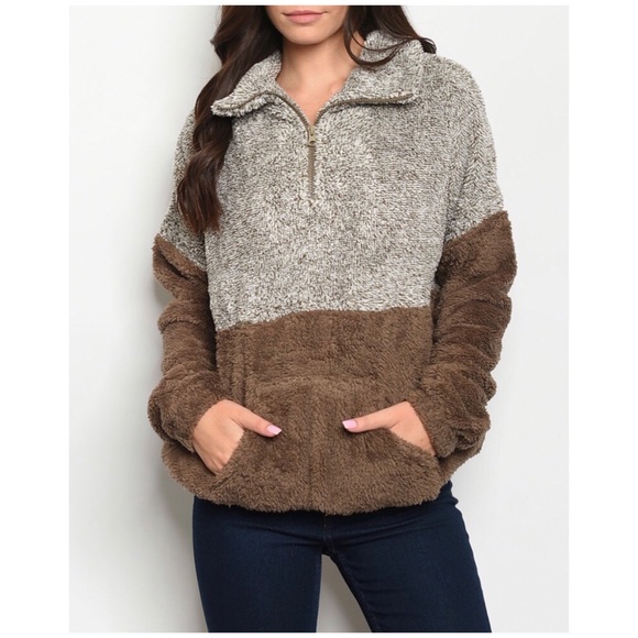 ❄️OLIVE WHITE FLEECE PULLOVER - Picture 9 of 13